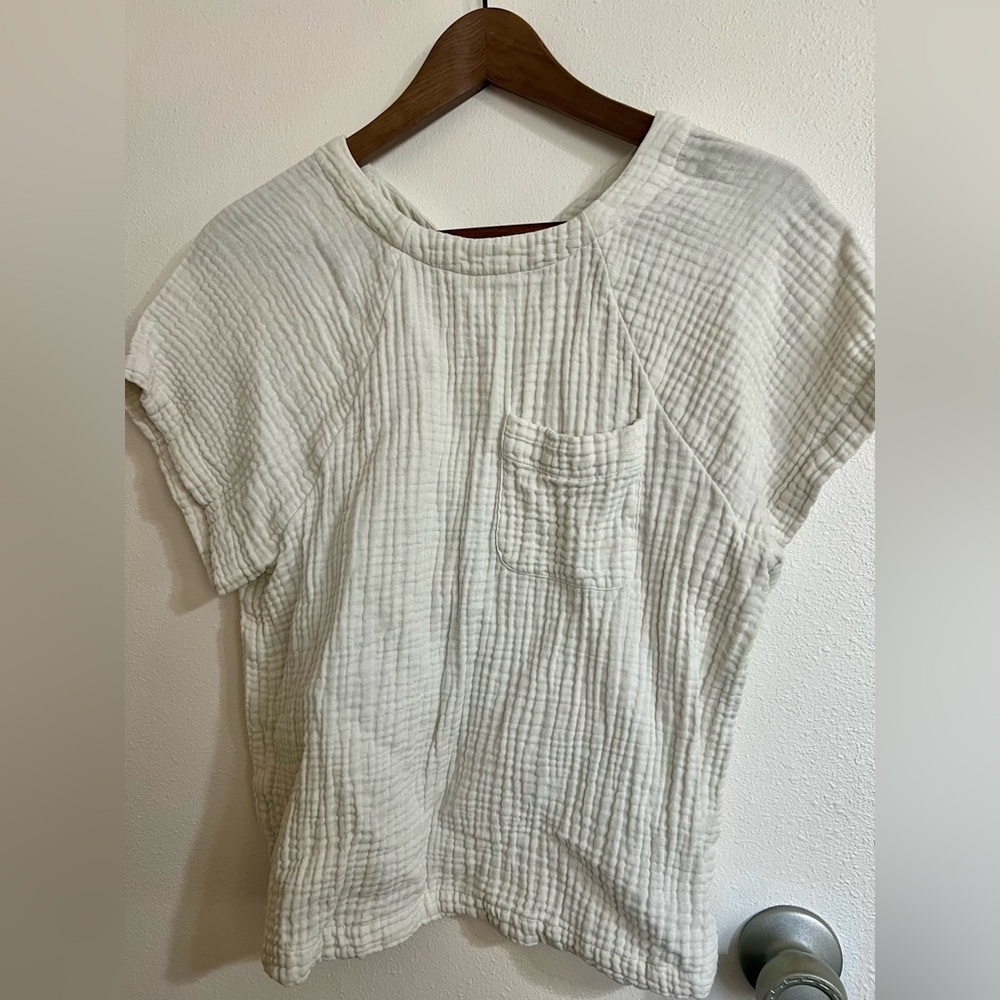 Madewell Cream Lightspun Renwood Button-Back Top SzXS BohoChic Whimsical Coastal - Picture 1 of 8